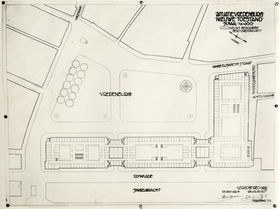 403139 Plattegrond van de ontworpen Jaarbeursgebouwen op het Vredenburg te Utrecht.